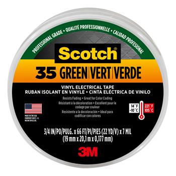 Scotch™ #35 Vinyl Electrical Tape, 0.75 in x 66 ft x 7 mil, Green