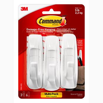 Command™ Large Utility Hook Value Pack, 3 Hooks and 6 Strips/Pack