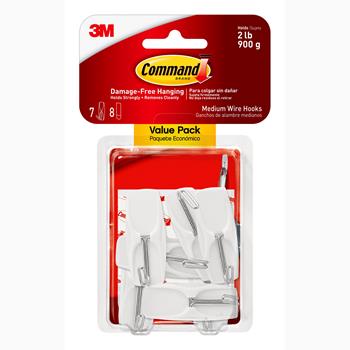 Command Medium Wire Hook, 7 Hooks and 8 Strips/Pack