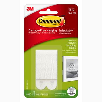 Command Medium Picture Hanging Strips, White, 4 Sets of Strips/Pack