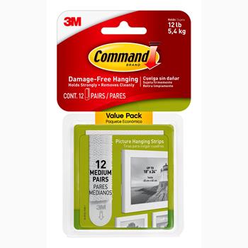 Command Medium Picture Hanging Strips, White, 12 Sets of Strips/Pack