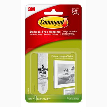 Command Medium Picture Hanging Strips, White, 6 Sets of Strips/Pack
