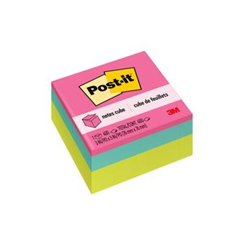 Post-it Super Sticky Notes Cubes, 3 in x 3 in, Assorted Colors, 400 Sheets/Pack