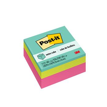 Post-it&#174; Notes Cube, 3 in x 3 in, Assorted Brights, 400 Sheets