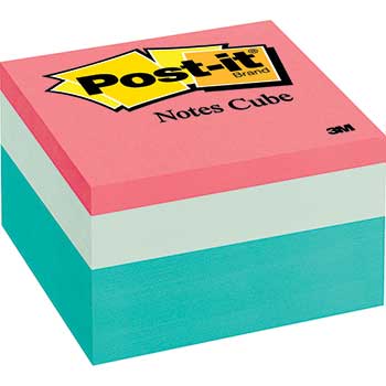 Post-it&#174; Original Notes Cubes, 3 x 3, Seafoam Wave, 490-Sheet