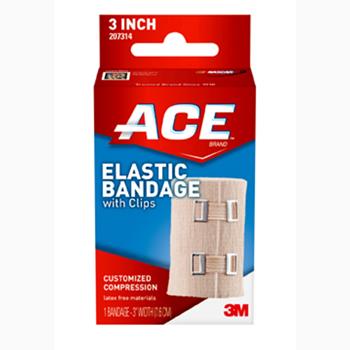 ACE Elastic Bandage with Clips, 3 in, Beige