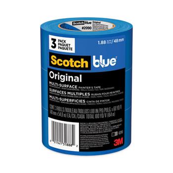ScotchBlue Original Multi-Surface Painter&#39;s Tape, 3 in Core, 0.94 in x 60 yds, Blue, 3/Pack