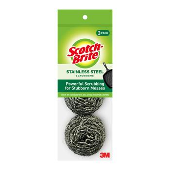 Scotch-Brite&#174; Stainless Steel Scouring Pad, 2.5 in x 2.75 in, 8/Carton
