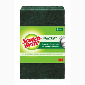 3M Scotch-Brite Heavy Duty Scour Pad, 6 in x 3.8 in, 6 Packs/Carton