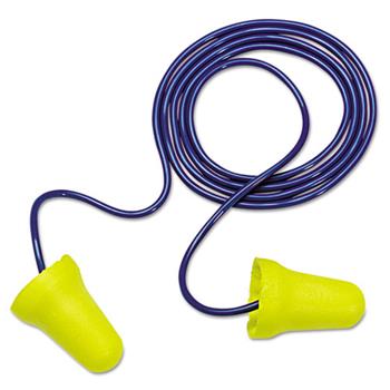3M E&#183;A&#183;R E-Z-Fit Single-Use Earplugs, Corded, 28NRR, Yellow/Blue, 200 Pairs