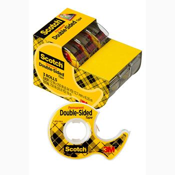 Scotch™ Double Sided Tape, Permanent, 1/2 in x 250 in, 3 Dispensers/Pack
