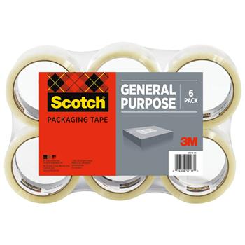 Scotch General Purpose Packaging Tape, 1.88 in x 54.6 yd, Clear, 6 Rolls/Pack