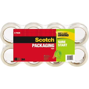 Scotch™ Sure Start Packaging Tape, 1.88&quot; x 54.6 yds., 2.6 Mil, 3&quot; Core, Clear, 8 Rolls/Pack