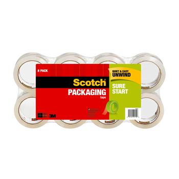 Scotch Sure Start Shipping Packaging Tape, 1.88 in x 54.6 yds, Clear, 8 Rolls/Pack