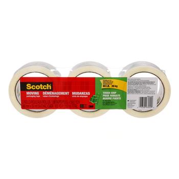Scotch Tough Grip Moving Packaging Tape, 1.88 in x 54.6 yd, 3 Rolls/Pack
