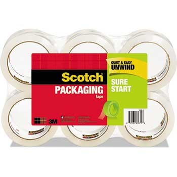 Scotch™ Sure Start Packaging Tape, 1.88&quot; x 54.6 yds., 2.6 Mil, 3&quot; Core, Clear, 6 Rolls/Pack