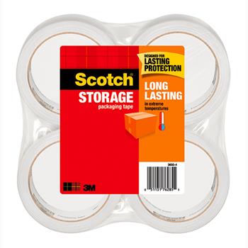 Scotch Long Lasting Storage Packaging Tape, 1.88 in x 54.6 yd, 4 Rolls/Pack