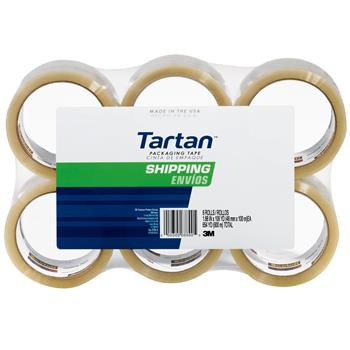 Tartan™ General Purpose Hot Melt Packing Tape, 2&quot; x 55 yds., 1.9 Mil, 3&quot; Core, Clear, 6 Rolls/Pack