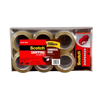 Scotch Commercial Grade Packaging Tape, 1.88 in x 54.6 yd, Clear, 12 Rolls of Tape with 1 Dispenser/Pack