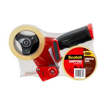 Scotch Heavy Duty Foam Grip Dispenser with Commercial Grade Packaging Tape, 1.88 in x 54.6 yd, 2 Rolls and 1 Refillable Dispenser