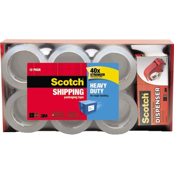 Scotch™ 3850 Heavy-Duty Packaging Tape, 1.88&quot; x 54.6yds, Clear, 12/PK