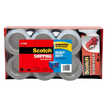 Scotch Packaging Tape Heavy Duty Shipping, 1.88 in x 54.6 yd, 12 Rolls/Pack