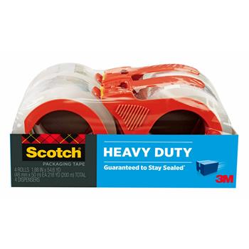 Scotch Heavy Duty Shipping Packaging Tape, 1.88 in x 54.6 yd, 4 Rolls with Dispensers/Pack