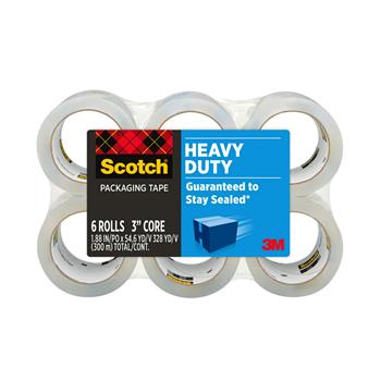 Scotch Heavy Duty Shipping Packaging Tape, 1.88 in x 54.6 yd, Clear, 6 Rolls/Pack