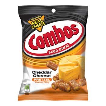 Combos Baked Snacks, Cheddar Cheese Pretzel, 6.3 oz. Bag, 12/CS