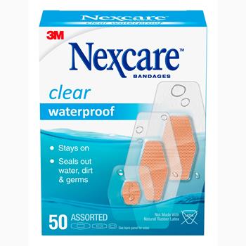 3M Nexcare Waterproof Bandages, Assorted Colors, 50/Box