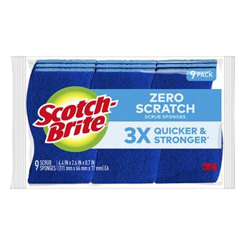 3M Scotch-Brite Zero Scratch Scrub Sponge, 9/Pack