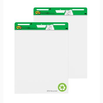 Post-it&#174; Super Sticky Easel Pad, Recycled Paper, 25 in x 30 in, White, 30 Sheets/Pad, 2 Pads/Carton