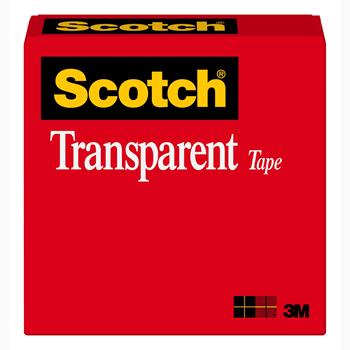 Scotch Transparent Tape, 3/4&quot; x 72yds, 3&quot; Core, Clear, 48 Rolls/Carton