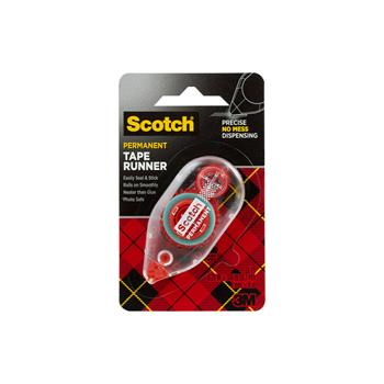 Scotch Double Sided Adhesive Roller, .27 in x 26 ft, Red