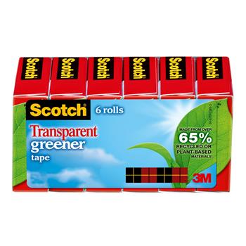 Scotch Transparent Greener Tape, 3/4 in x 900 in, 6 Boxes/Pack