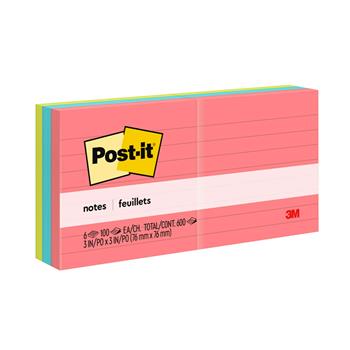 Post-it&#174; Notes, 3 in x 3 in, Poptimistic Collection, Lined, 6 Pads/Pack