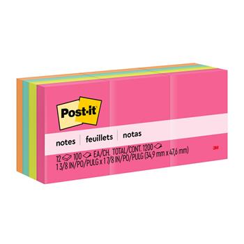 Post-it&#174; Notes, 1 3/8 in. x 1 7/8 in., Poptimistic Collection, 12/Pack
