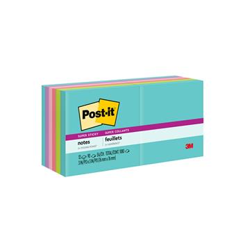 Post-it&#174; Super Sticky Notes, 3 in x 3 in, Supernova Neons Collection, 90 Sheets/Pad, 12 Pads/Pack