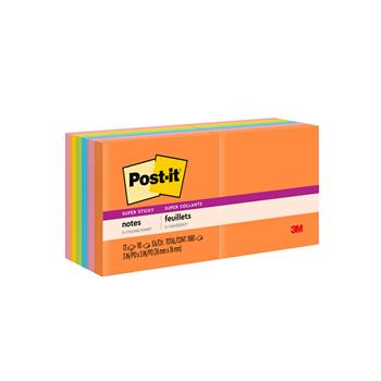 Post-it Super Sticky Notes, 3 in x 3 in, Energy Boost Collection, 12 Pads/Pack