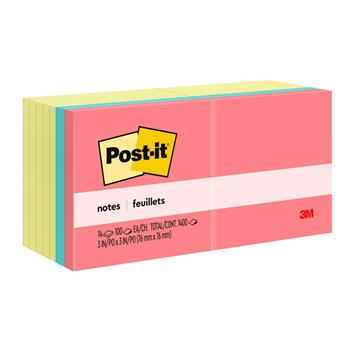 Post-it Notes Value Pack, 3 in x 3 in, Canary Yellow and Poptimistic Collection, 14 Pads/Pack