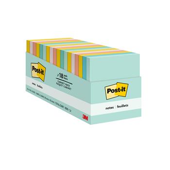 Post-it&#174; Notes Cabinet Pack, 3 in x 3 in, Beachside Cafe Collection, 18 Pads/Pack