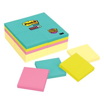 Post-it Super Sticky Notes, 3 in x 3 in, Supernova Neons Collection, 90 Sheets/Pad, 24 Pads/Pack