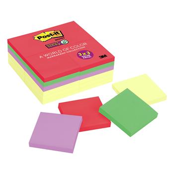 Post-it Super Sticky Notes, 3 in x 3 in, Playful Primaries Collection, 24 Pads/Pack