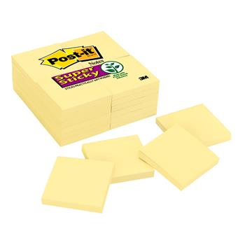 Post-it&#174; Super Sticky Notes, 3 in x 3 in, Canary Yellow, 24/Pack