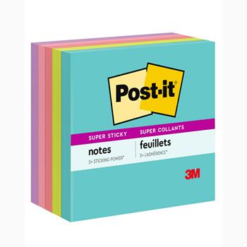 Post-it&#174; Super Sticky Notes, 3 in. x 3 in., Supernova Neons Collection, 90 Sheets/Pad, 5/Pack