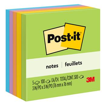 Post-it&#174; Notes, 3 in x 3 in, Floral Fantasy Collection, 5/Pack