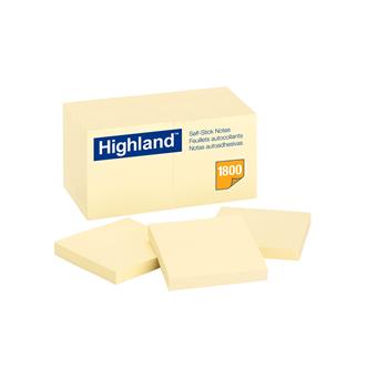 Highland Notes, 3 in x 3 in, Yellow, 18 Pads/Pack