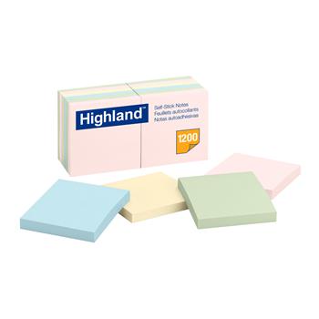 Highland Notes, 3 in x 3 in, Assorted Pastel Colors, 12 Pads/Pack