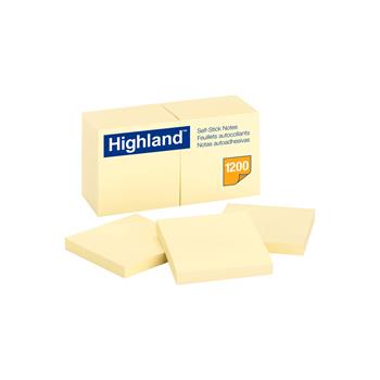 Highland™ Notes, 3 in x 3 in, Yellow, 12 Pads/Pack