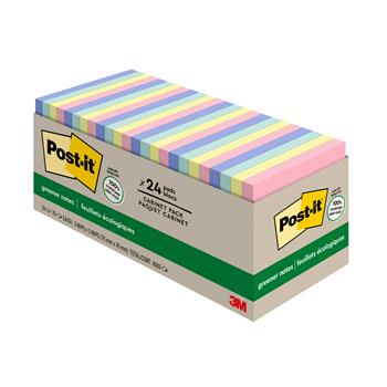 Post-it&#174; Greener Notes, Cabinet Pack, 3 in x 3 in, Sweet Sprinkles Collection, 24/Pack